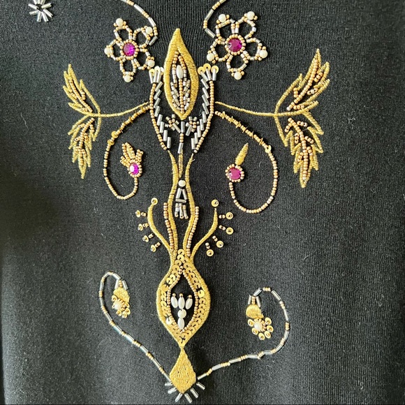 Vintage CAROLE LITTLE Petite Wool Blend Embellished Sweater Dress—SZ. SP - Picture 10 of 12